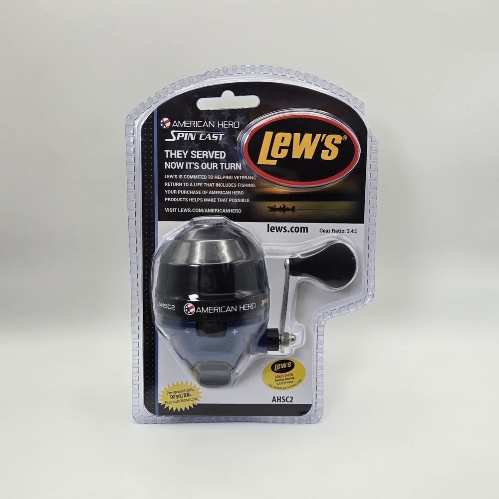 Lew's American Hero SpinCast Spincast Fishing Reel AHSC2 3.4:1 Pre-Spooled
